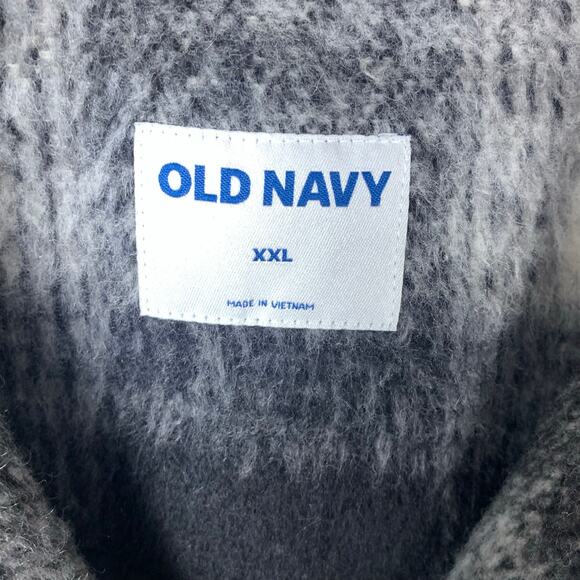 Old Navy Black White Plaid Fuzzy Long Flannel Coat Size XXL - Picture 3 of 6